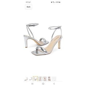 New Size 7 Modatope Silver Sandals Square Open Toe Strappy High Heel Dress Shoes
